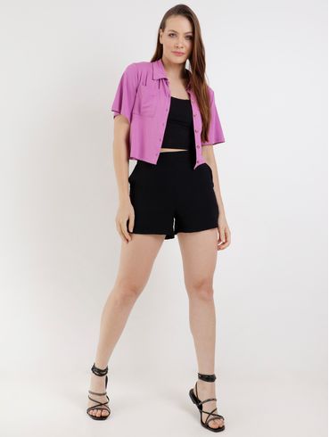 Short de Tecido Feminino Preto