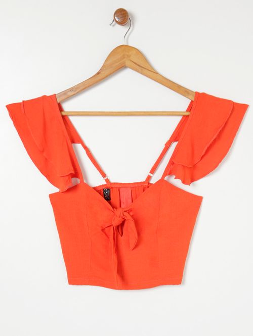 Blusa Cropped Feminina Coral