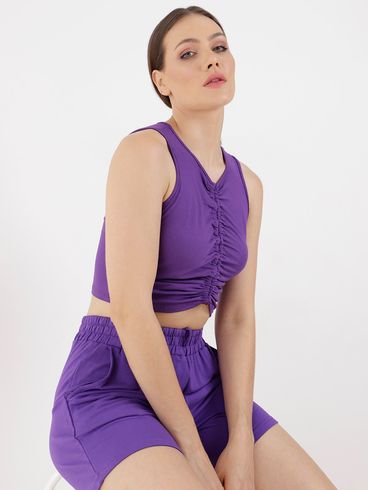 Top Cropped Autentique Feminino Roxo