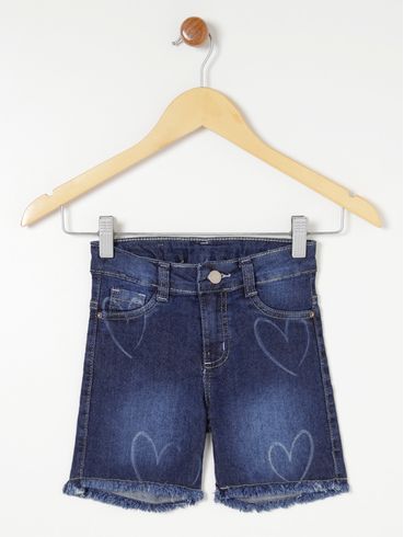 Bermuda Jeans Infantil Para Menina - Azul