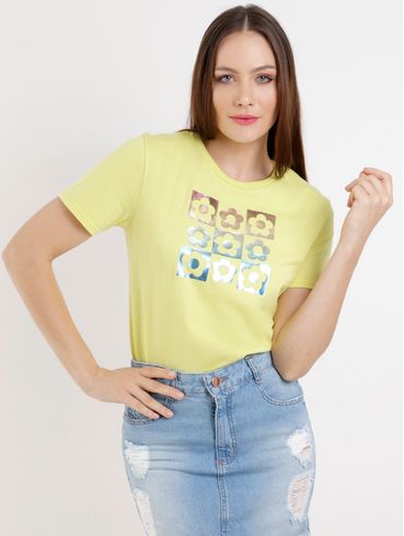 Blusa Manga Curta Habana Feminina Amarelo