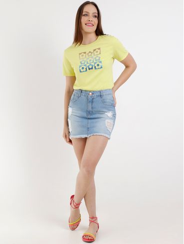 Blusa Manga Curta Habana Feminina Amarelo