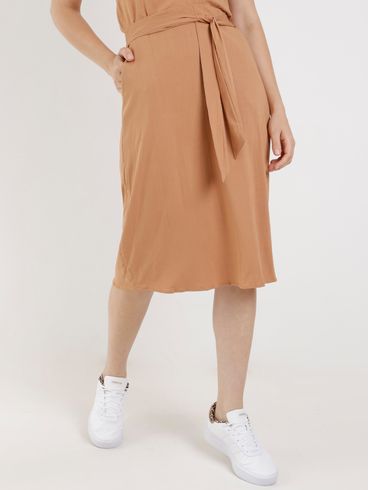 Saia Midi Cativa Feminina Marrom