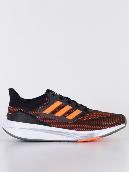 Tênis Esportivo Adidas EQ21 Run Masculino Preto/Laranja