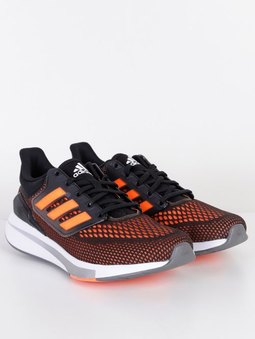 Tênis Esportivo Adidas EQ21 Run Masculino Preto/Laranja