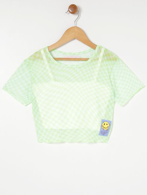 Blusa com Sobreposição Juvenil Para Menina - Verde