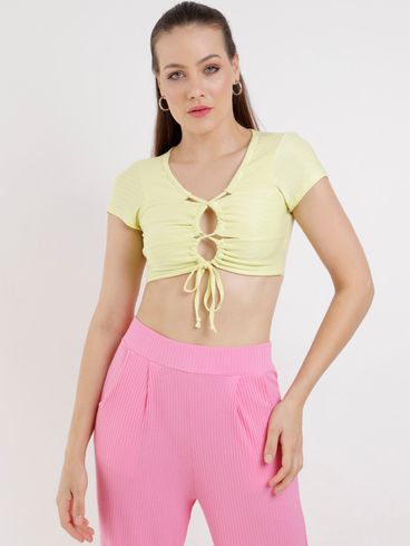 Top Cropped Autentique Feminino Amarelo