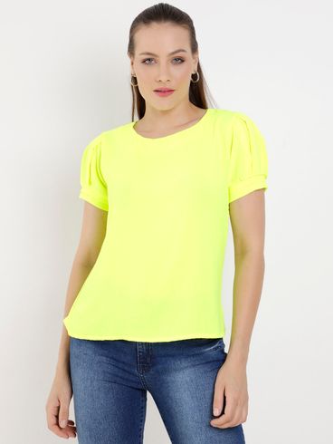 Blusa Manga Curta Bufante Feminina Verde