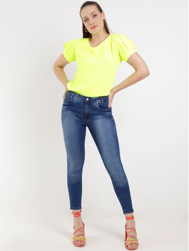 Blusa Manga Curta Bufante Feminina Verde