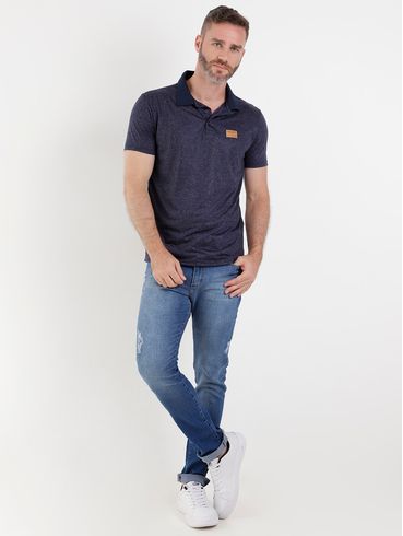 Polo Manga Curta Full Surf Masculina Azul Marinho