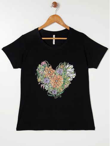 Blusa Manga Curta Feminina Preto