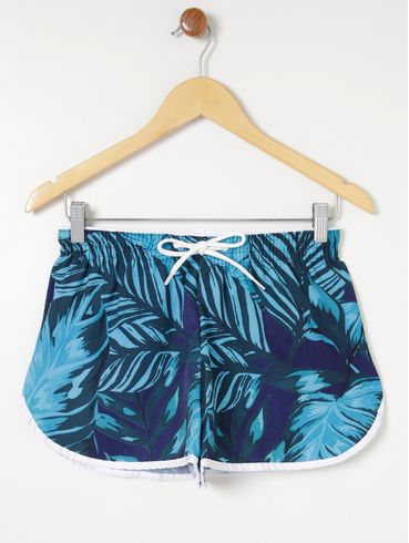 Short Estampado Feminino Azul