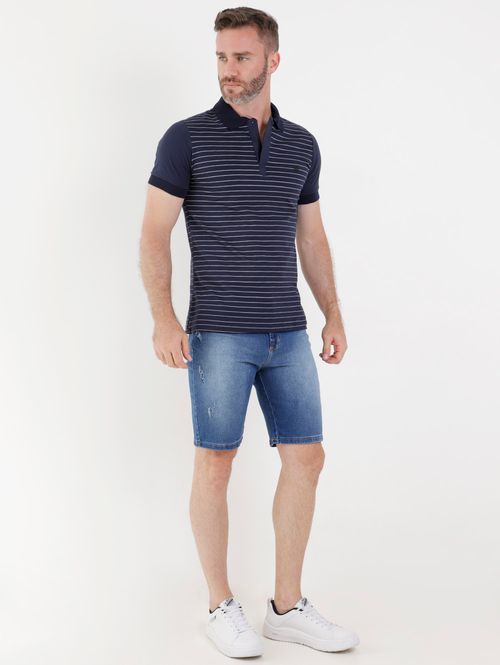 Polo Manga Curta Masculina Azul Marinho