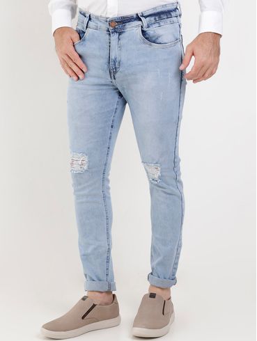 Calça Jeans Destroyed Masculina Azul