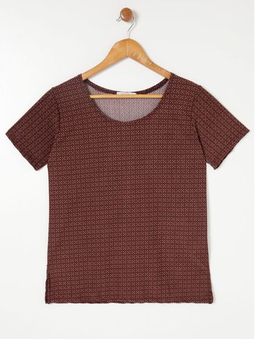 Blusa Manga Curta Feminina Bordô