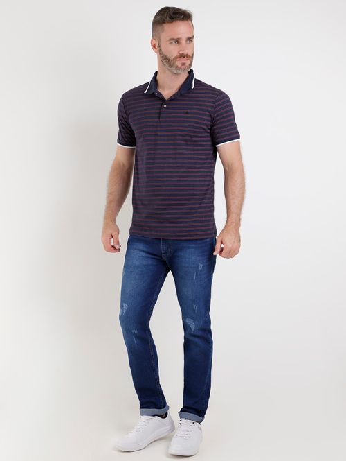 Polo Manga Curta Masculina Azul Marinho