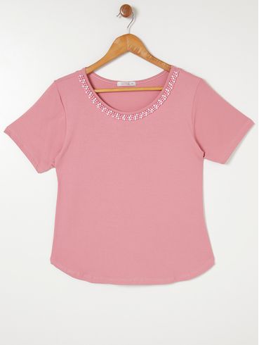 Blusa Manga Curta Feminina Rose