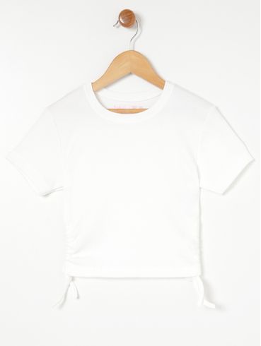 Blusa Manga Curta Juvenil Para Menina - Off white