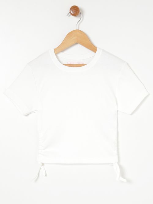Blusa Manga Curta Juvenil Para Menina - Off white