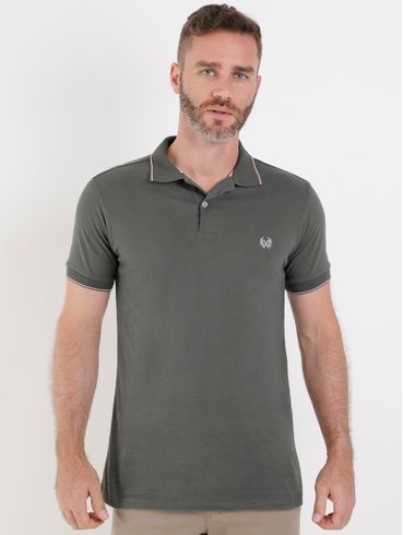 Polo Manga Curta Vilejack Masculina Chumbo