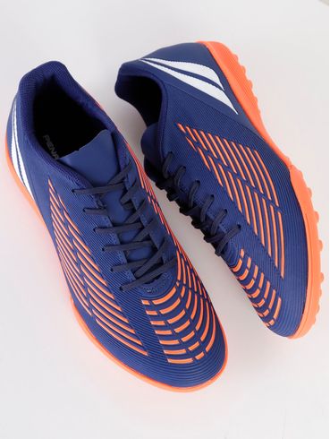 Chuteira Society Penalty Masculina Azul Marinho/Coral