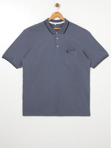 Polo Manga Curta Vilejack Plus Size Masculina Chumbo