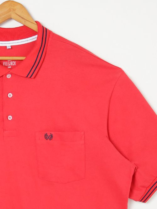 Polo Manga Curta Vilejack Plus Size Masculina Vermelho