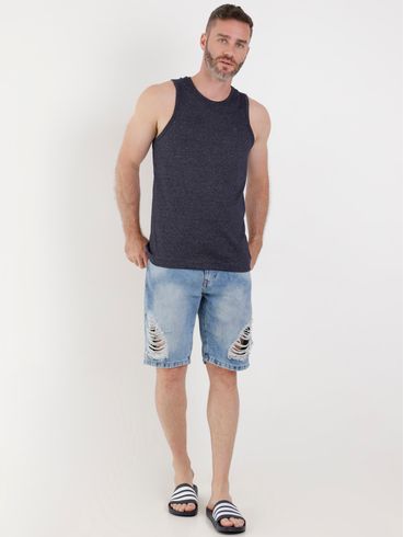 Camiseta Regata Mesclada Masculina Azul Marinho