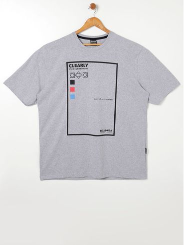 Camiseta Manga Curta Plus Size Masculina Cinza