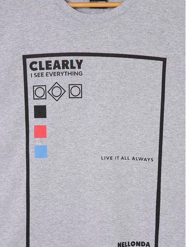 Camiseta Manga Curta Plus Size Masculina Cinza