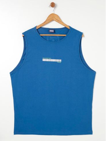 Camiseta Regata Gangster Plus Size Masculina Azul