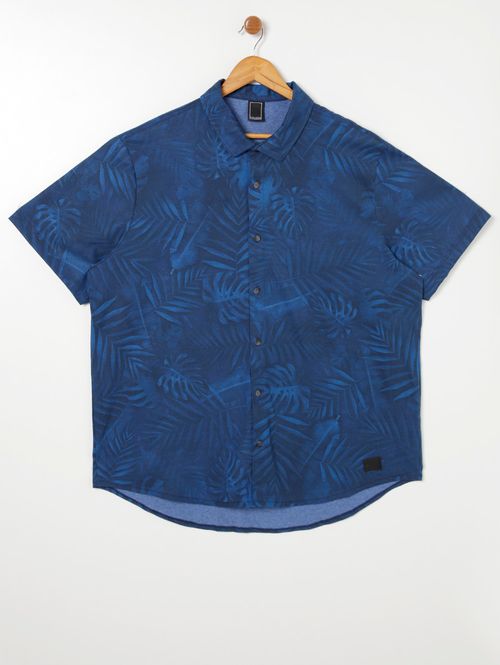 Camisa Manga Curta Plus Size Masculina Azul