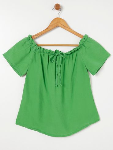 Blusa Ciganinha Manga Curta Feminina Verde