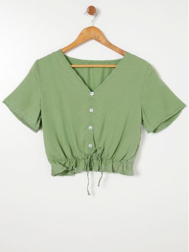 Blusa Manga Curta Feminina Verde