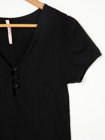 Blusa Manga Curta Feminina Preto