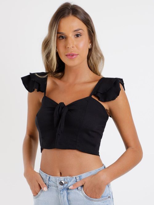 Blusa Cropped Feminina Preto
