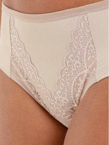 Calcinha Alta com Renda Feminina Bege
