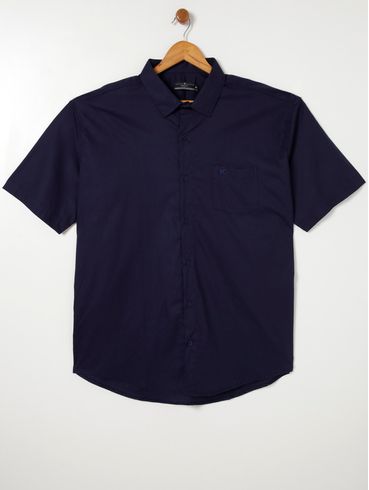 Camisa Manga Curta Plus Size Masculina Azul Marinho