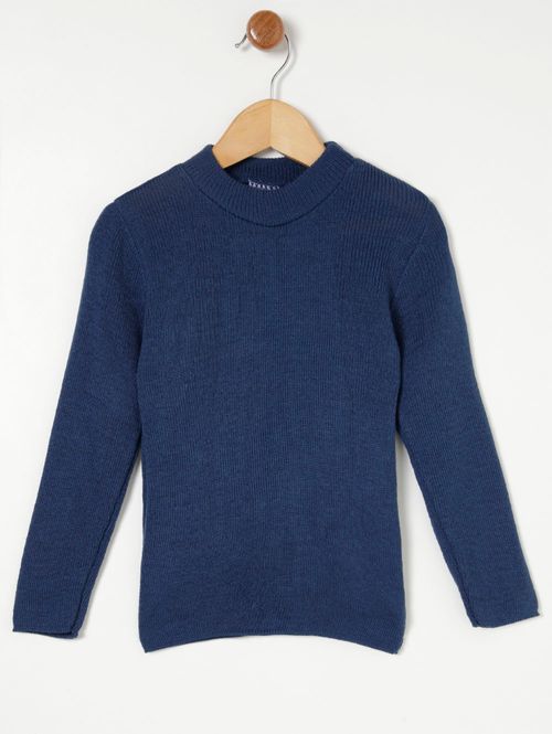 Blusão Básico Tricot Infantil Para Menino - Azul