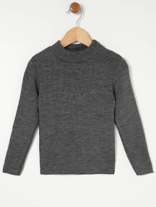 Blusão Básico Tricot Infantil Para Menino - Chumbo