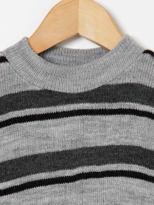 Blusão Básico Tricot Juvenil Para Menino - Cinza/Preto