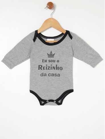 Body Infantil Para Bebê Menino - Cinza