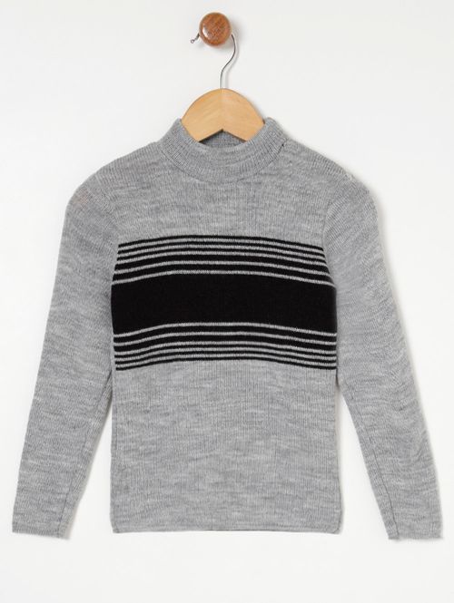 Blusão Tricot Infantil Para Menino - Cinza/Preto