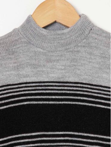 Blusão Tricot Infantil Para Menino - Cinza/Preto