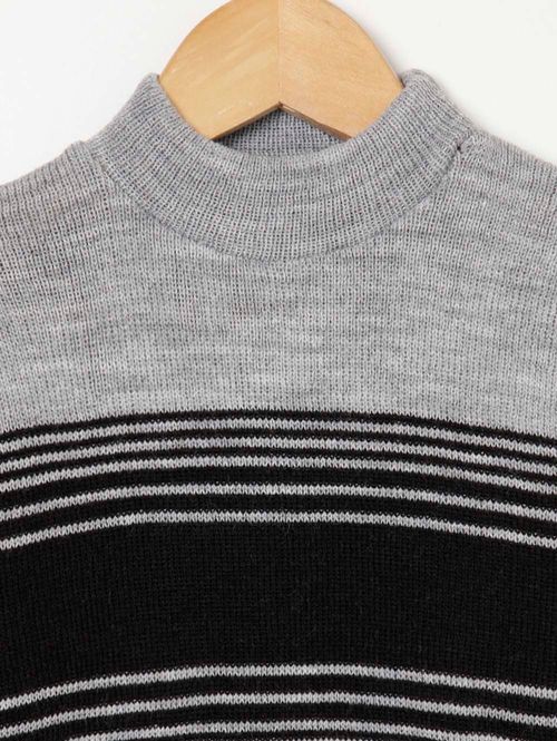 Blusão Tricot Infantil Para Menino - Cinza/Preto