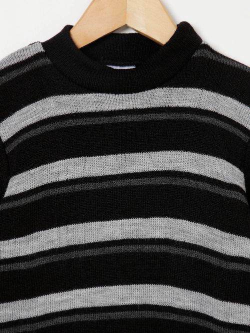 Blusão Básico Tricot Juvenil Para Menino - Preto/Cinza