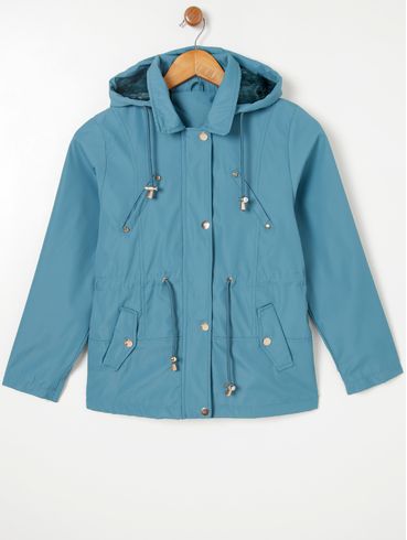 Jaqueta Parka com Capuz Juvenil Para Menina - Verde
