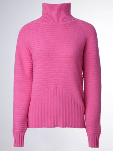 Blusa de Tricot Gola Alta Feminina Rosa Pink