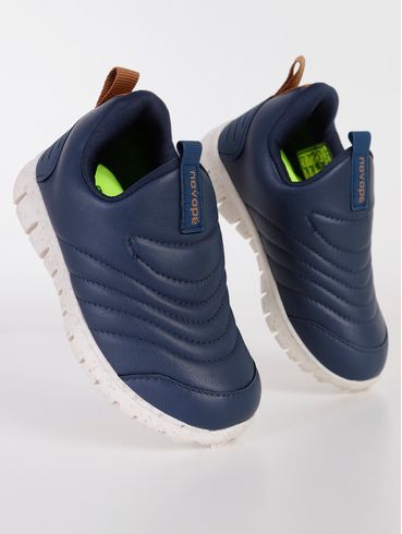Tênis Casual Infantil Para Menino - Azul Marinho/Off White