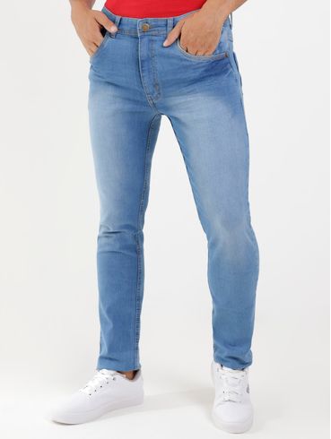 Calça Jeans Estonada Slim Masculina Azul